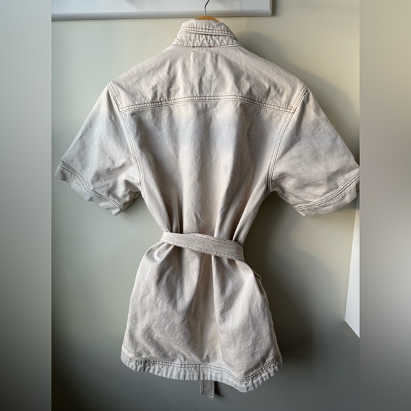 KIVARI Denim Utility Mini Dress Belted Cotton Snap Casual Chore Preppy 4 - Picture 6 of 9